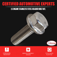 CAE LS Series Exhaust Header Manifold Bolt Kit, 12 Piece Stainless Steel for 4.8L, 5.3L, 5.7L, 6.0L, 6.2L Engines