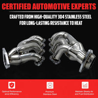 Exhaust Headers Polished 304 Stainless Steel for 2002-2013 Chevy GMC Silverado Sierra Tahoe Yukon Escalade  4.8L 5.3L 6.0L 6.2L V8 1 5/8 in. tube size