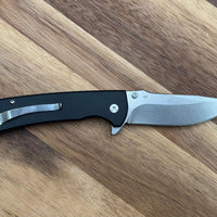 SliceElite Doc Scurlock Folding Knife – 3.39” D2 Steel Blade, Black G10 Handle, Button Lock, Stone Wash Finish – Tactical EDC Pocket Knife