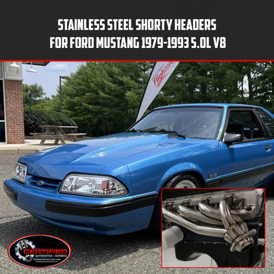 Polished Stainless Steel Shorty Headers for Ford Mustang 1979-1993 5.0L V8