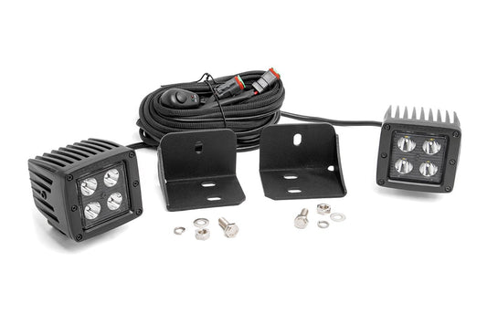 LED Light | Cab Mount | 2" Black Pair | Flood | Can-Am Defender HD 5/HD 8/HD 9/HD 10