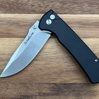 SliceElite Doc Scurlock Folding Knife – 3.39” D2 Steel Blade, Black G10 Handle, Button Lock, Stone Wash Finish – Tactical EDC Pocket Knife