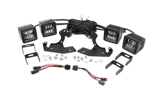 LED Light Kit | Fog Mount | Dual 2" Black Pairs | Chevy Silverado 1500/2500HD/3500HD 2WD/4WD