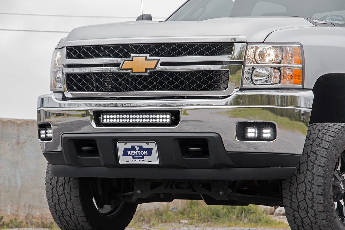 LED Light Kit | Fog Mount | Dual 2" Black Pair | Chevy Silverado 2500 HD/3500 HD (11-14)