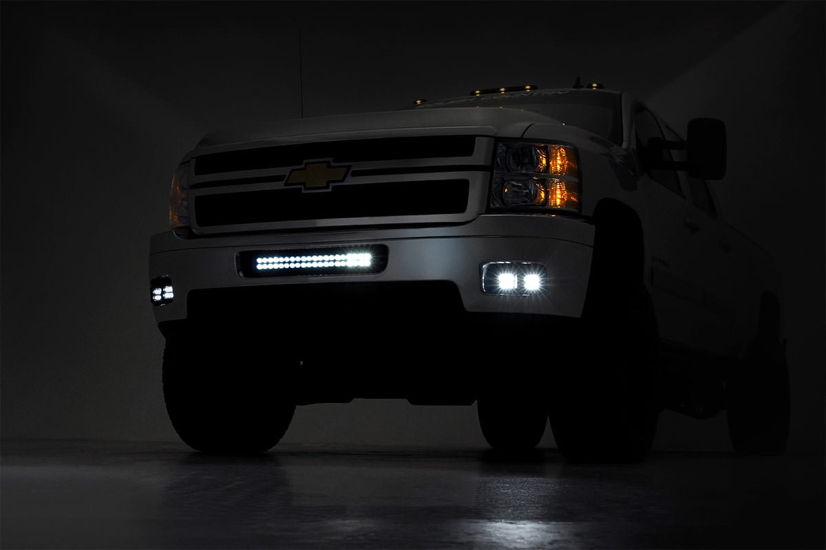 LED Light Kit | Fog Mount | Dual 2" Black Pair | Chevy Silverado 2500 HD/3500 HD (11-14)