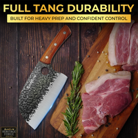 3PCS Hand-Forged Professional Butcher Knife Set: Cleaver knife, Viking knife, & Boning knife for meat cutting | Chef Knife Set with Gift Box | Perfect BBQ Gift for Men (Butcher knife set)