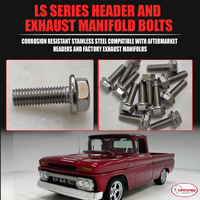 CAE LS Series Exhaust Header Manifold Bolt Kit, 12 Piece Stainless Steel for 4.8L, 5.3L, 5.7L, 6.0L, 6.2L Engines