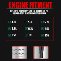 Long Tube Headers for LS Swaps Black Aluminized Thermal Barrier Coating with MLS Gaskets & Header Bolts Fits 73–87 Chevy GMC C/K10–20 and 88–91 Square-Body Blazer Jimmy Suburban 2WD & 4WD