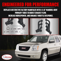 High Temperature Black Coated Exhaust Headers 2002–2013 Silverado Sierra Suburban Tahoe Yukon Escalade 4.8L 5.3L 6.0L 6.2L V8 LS Style Engines Right Side Beveled Flange