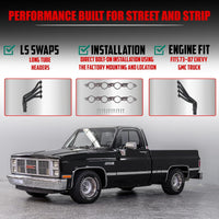 Long Tube Headers for LS Swaps Black Aluminized Thermal Barrier Coating with MLS Gaskets & Header Bolts Fits 73–87 Chevy GMC C/K10–20 and 88–91 Square-Body Blazer Jimmy Suburban 2WD & 4WD
