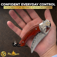 SliceElite Fire Lotus Folding Knife Japanese SKD11 Sanmai Steel Blade Cocobolo Wood Handle Comfortable Finger Guard EDC Pocket Knife for Men Women Small Folding Knives Mini Camping Flipper Tool Gift
