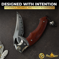 SliceElite Fire Lotus Folding Knife Japanese SKD11 Sanmai Steel Blade Cocobolo Wood Handle Comfortable Finger Guard EDC Pocket Knife for Men Women Small Folding Knives Mini Camping Flipper Tool Gift