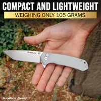 SliceElite Ghost EDC Knife 3.4 Inch D2 Steel Tanto Blade Translucent Green G10 Handle Button Lock Stainless Steel Pocket Clip Lightweight Compact Everyday Carry Knife