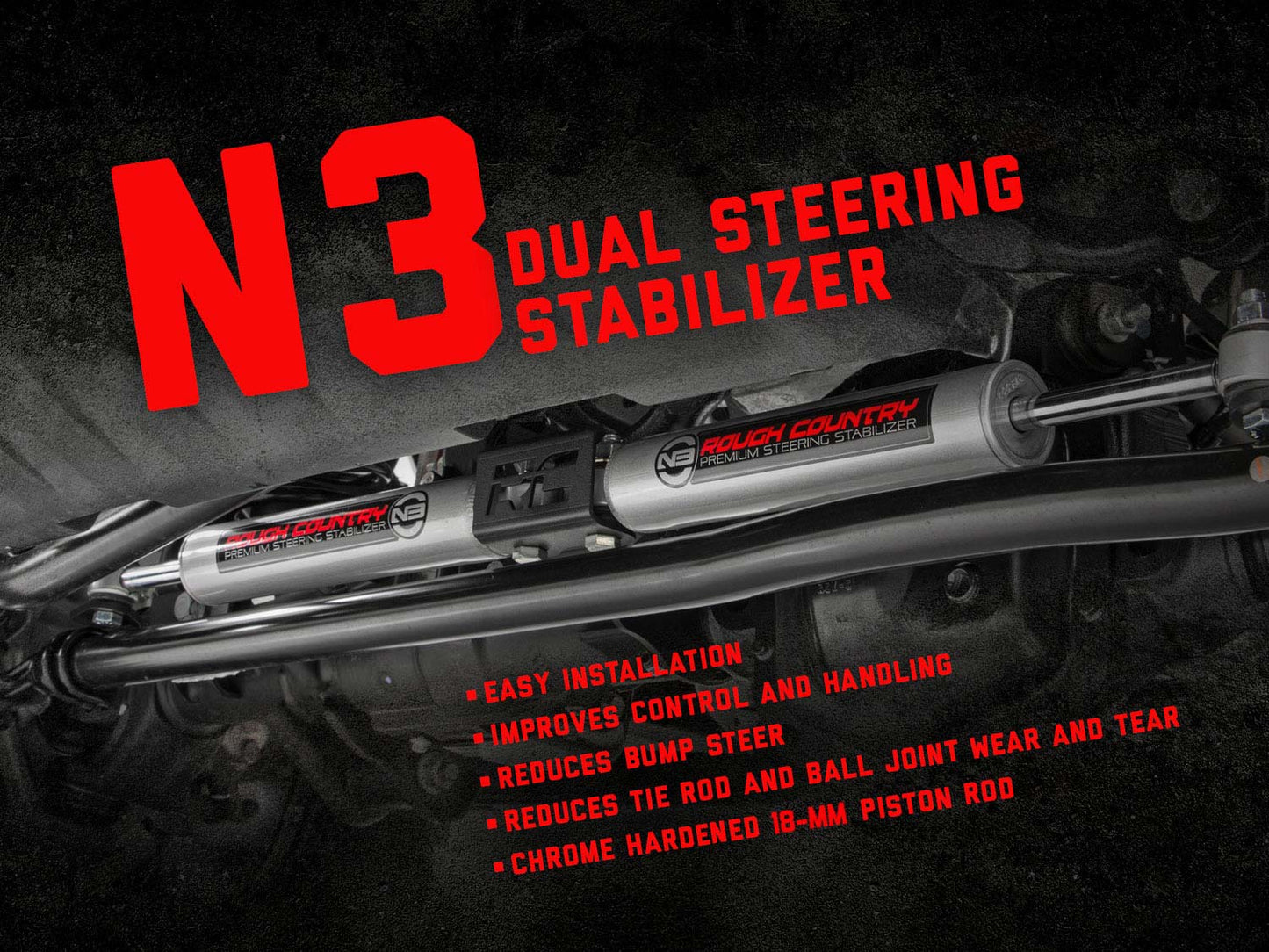 N3 Steering Stabilizer | Dual | 2-8 Inch Lift | Ram 2500 4WD (10-13)