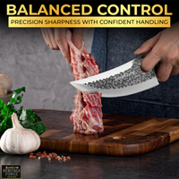 3PCS Hand-Forged Professional Butcher Knife Set: Cleaver knife, Viking knife, & Boning knife for meat cutting | Chef Knife Set with Gift Box | Perfect BBQ Gift for Men (Butcher knife set)