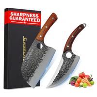 SliceElite 2PCS Hand-Forged Chef Knife Set | Viking & Serbian Knives for Meat Cutting | Professional Kitchen Tools with Gift Box for BBQ Cooking