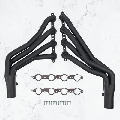 Long Tube Headers for LS Swaps Black Aluminized Thermal Barrier Coating with MLS Gaskets & Header Bolts Fits 73–87 Chevy GMC C/K10–20 and 88–91 Square-Body Blazer Jimmy Suburban 2WD & 4WD