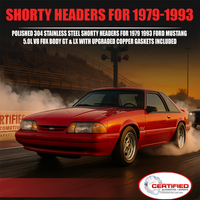 Stainless Shorty Headers – 1979–1993 Mustang 5.0L with Upgraded Copper Gaskets