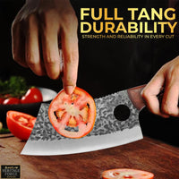 SliceElite 2PCS Hand-Forged Chef Knife Set | Serbian & Cleaver Knives for Meat & Veg Cutting | Professional Kitchen Knife with Gift Box for BBQ Cooking