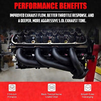 Black Thermal Barrier Coated Shorty Headers for 1979-1993 Ford Mustang 5.0 302 V8 Engine