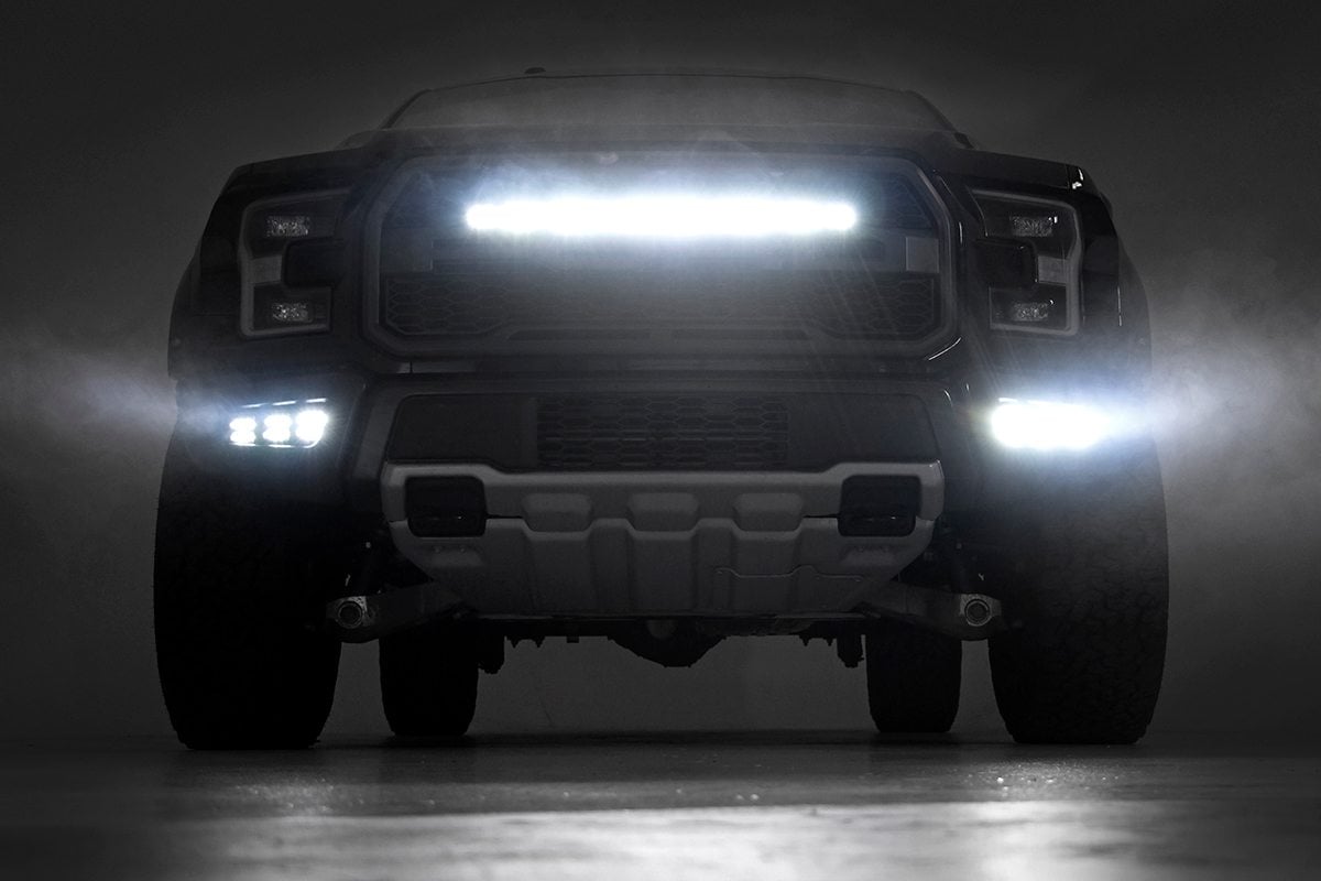 LED Light Kit | Fog Mount | Triple 2" Black Pair | Amber DRL | Ford Raptor (17-20)