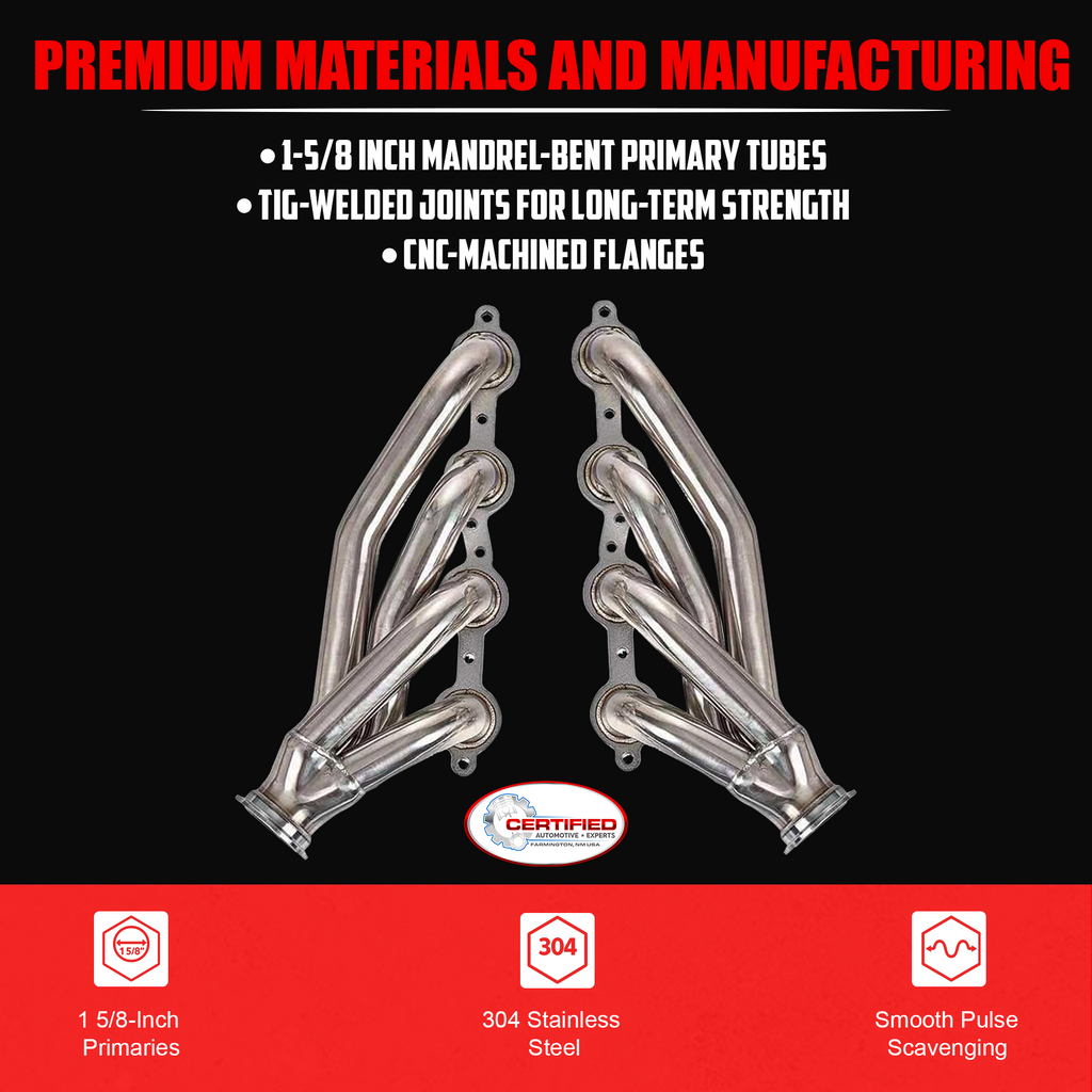 Stainless Shorty Headers – LS Swap V-Band – Certified Automotive Experts