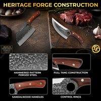SliceElite 2PCS Hand-Forged Chef Knife Set | Viking & Serbian Knives for Meat Cutting | Professional Kitchen Tools with Gift Box for BBQ Cooking