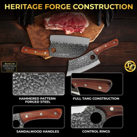 SliceElite 2PCS Hand-Forged Chef Knife Set | Serbian & Cleaver Knives for Meat & Veg Cutting | Professional Kitchen Knife with Gift Box for BBQ Cooking