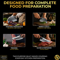 SliceElite 2PCS Hand-Forged Chef Knife Set | Viking & Serbian Knives for Meat Cutting | Professional Kitchen Tools with Gift Box for BBQ Cooking