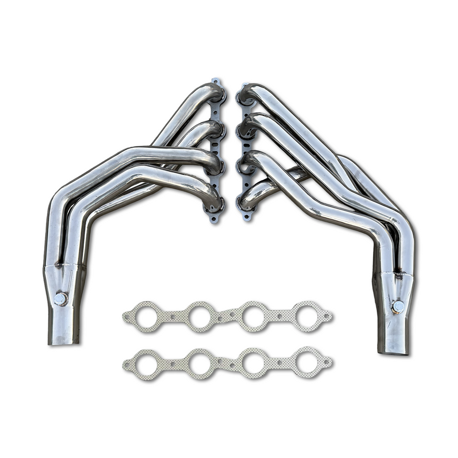 Polished Long Tube Headers – Fox Body LS Swap