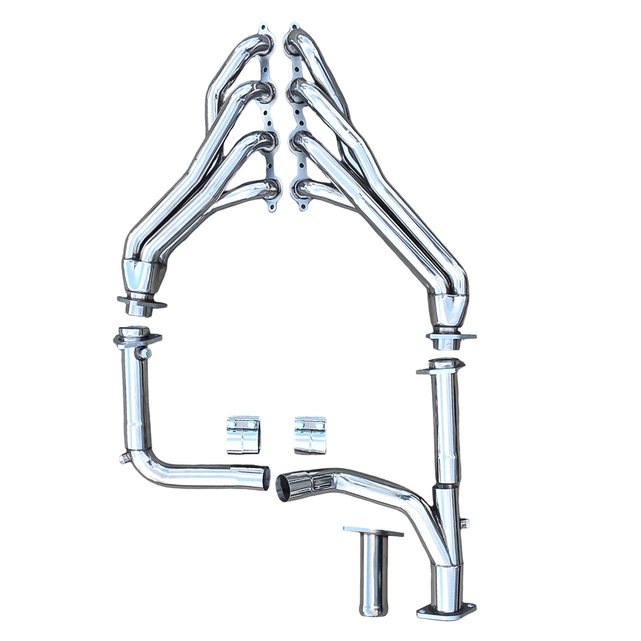 2007-2013 Chevy Silverado Sierra 1500 Long Tube Exhaust Headers 4.8 5.3 6.0 6.2 Vortec GMT900 with Off Road Y Pipe Stainless Steel