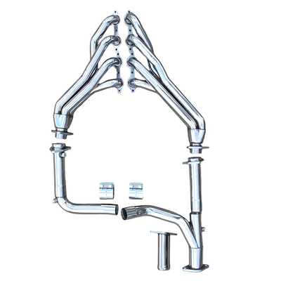 2007-2013 Chevy Silverado Sierra 1500 Long Tube Exhaust Headers 4.8 5.3 6.0 6.2 Vortec GMT900 with Off Road Y Pipe Stainless Steel