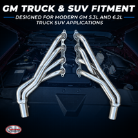 Certified Automotive Experts Long Tube Exhaust Headers with Y-Pipe for 5.3L & 6.2L V8, 2014–2017 GM Trucks & SUVs