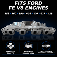 Ford FE Dual Plane Intake Manifold Polished Aluminum 352 360 390 427 428 V8 Mid Rise Street Strip Performance