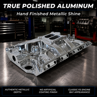 Ford FE Dual Plane Intake Manifold Polished Aluminum 352 360 390 427 428 V8 Mid Rise Street Strip Performance