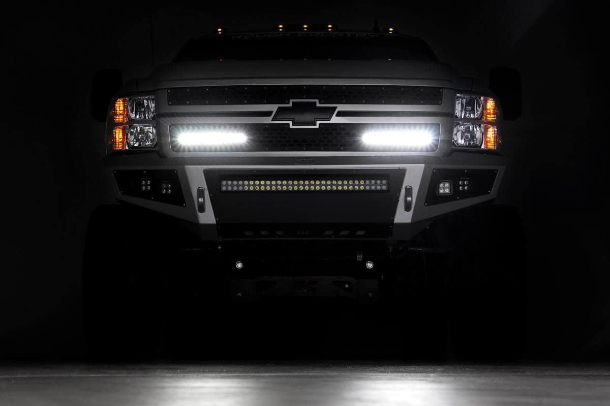 Mesh Grille | 12" Single Row LED Pair | Black | Chevy Silverado 2500 HD/3500 HD (11-14)