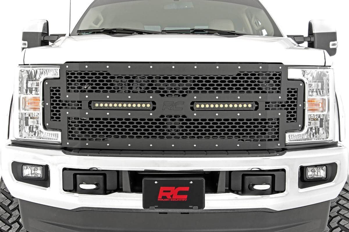 Mesh Grille | 12" Dual Row LED | Black | Ford F-250/F-350 Super Duty (17-19)