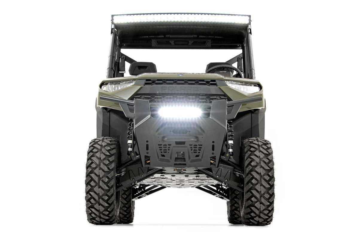 LED Light | Bumper Mount | 12" Black Single Row | White DRL | Polaris Ranger XP 1000/1000 Crew