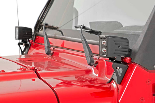 Light Mounts | Lower Windshield | Jeep Wrangler TJ (97-06)/Wrangler Unlimited (04-06)