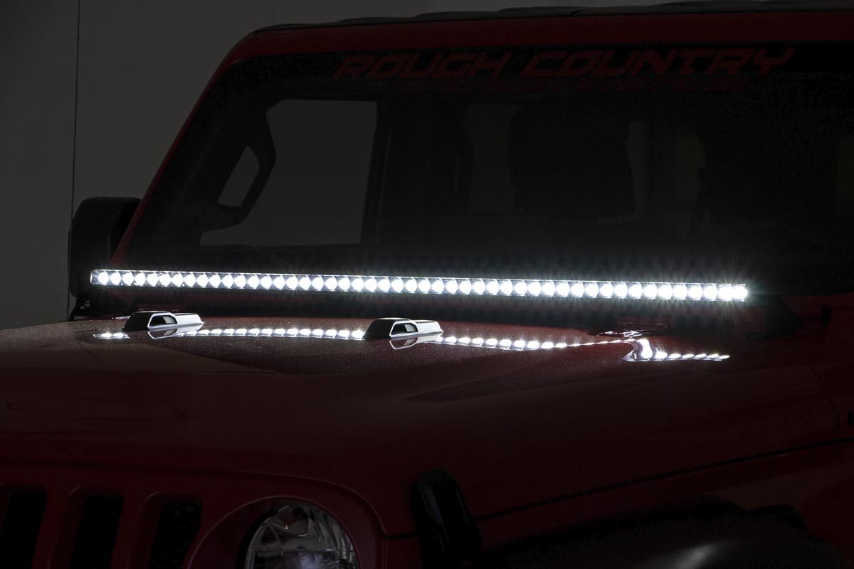 LED Light Kit | Cowl Mount | 50" Black Single Row | Jeep Gladiator JT/Wrangler JL (18-24)