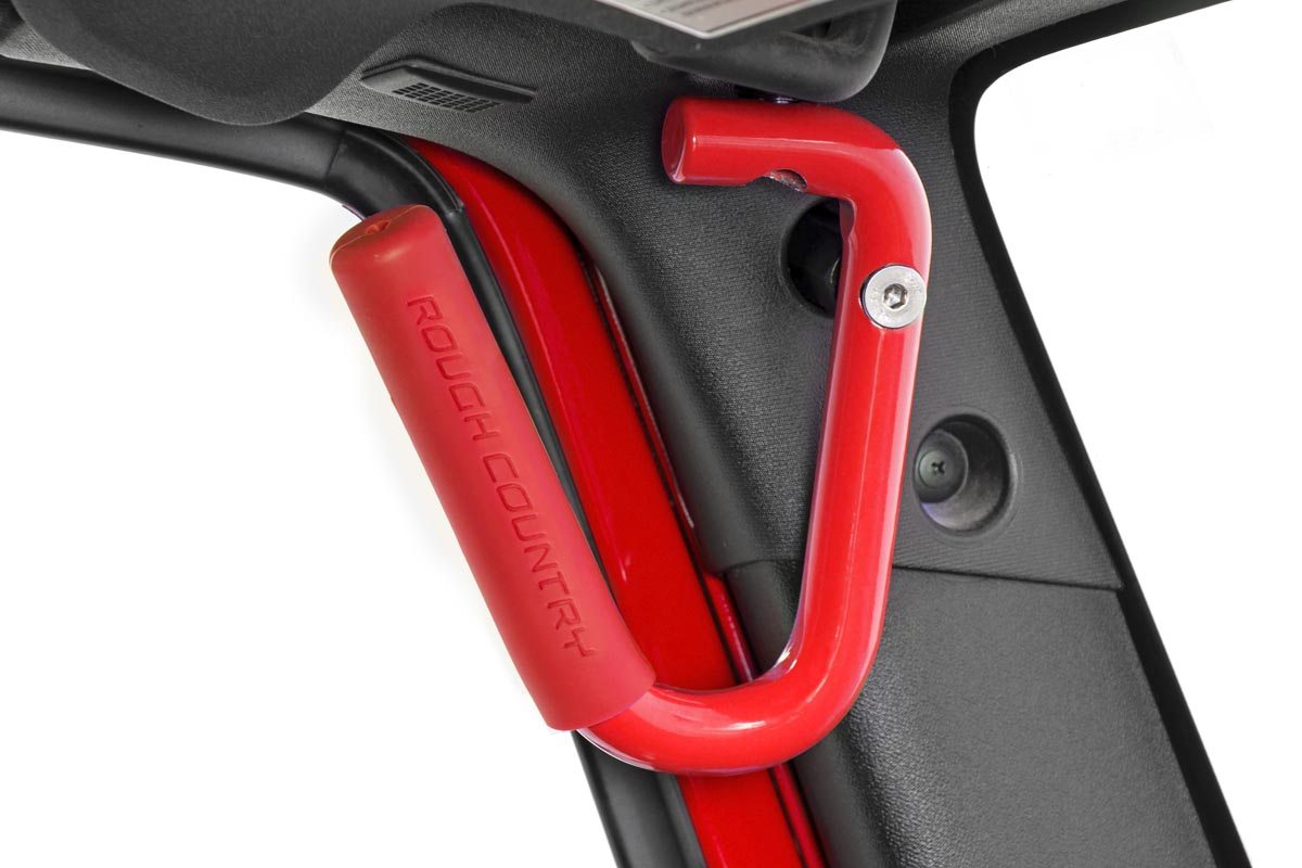 Grab Handles | Steel | Front | Red | Jeep Wrangler JK/Wrangler Unlimited (07-18)