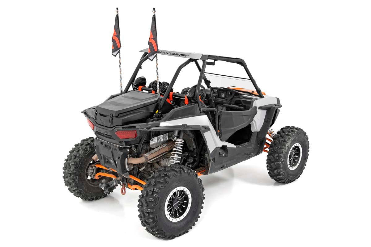 Whip Mount | Cage | 4' Multl-Color LED Whip Pair | Polaris RZR