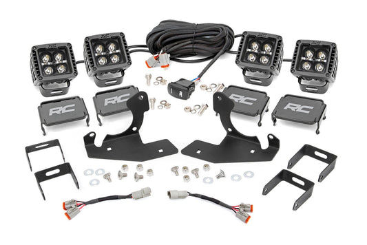 LED Light Kit | Fog Mount | 2" Black Pair | Amber DRL | Chevy Silverado 2500 HD/3500 HD (11-14)