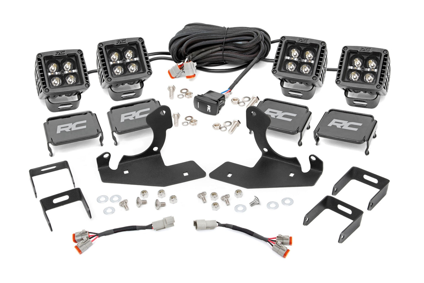 LED Light Kit | Fog | 2" Black Pairs x2 | White DRL | Chevy Silverado 1500/2500HD/3500HD 2WD/4WD