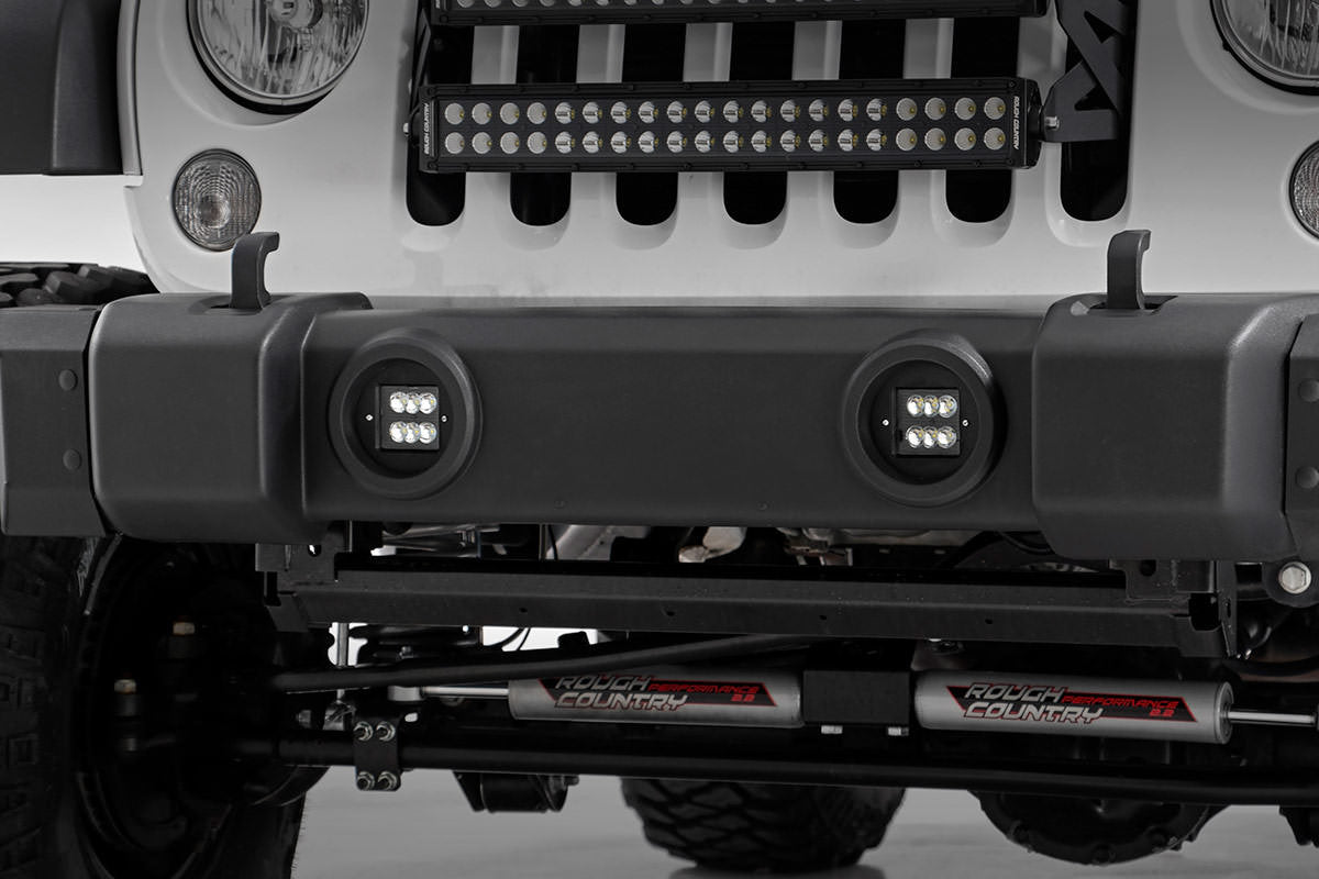 LED Light Kit | Fog Mount | 2" Black Pair | Jeep Wrangler JK/Wrangler Unlimited (10-18)