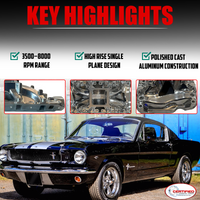 Polished Aluminum High Rise Single Plane Air Gap Intake Manifold Small Block Ford 289 302 Windsor