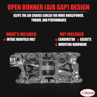 Polished Aluminum High Rise Single Plane Air Gap Intake Manifold Small Block Ford 289 302 Windsor