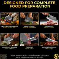 3PCS Hand-Forged Professional Butcher Knife Set: Cleaver knife, Viking knife, & Boning knife for meat cutting | Chef Knife Set with Gift Box | Perfect BBQ Gift for Men (Butcher knife set)