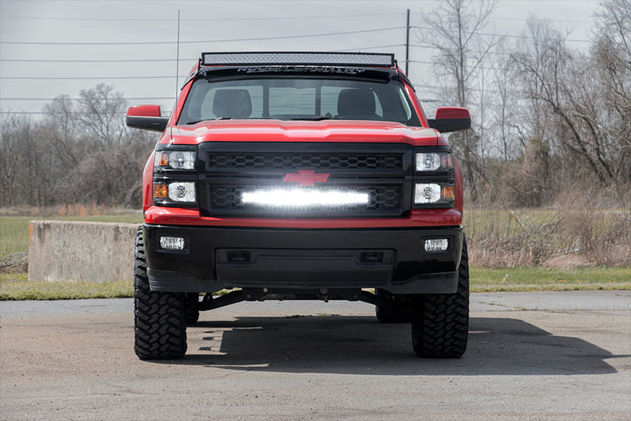 LED Light Kit | Behind Grille Mount | 30" Black Dual Row | White DRL | Chevy Silverado 1500 (14-15)