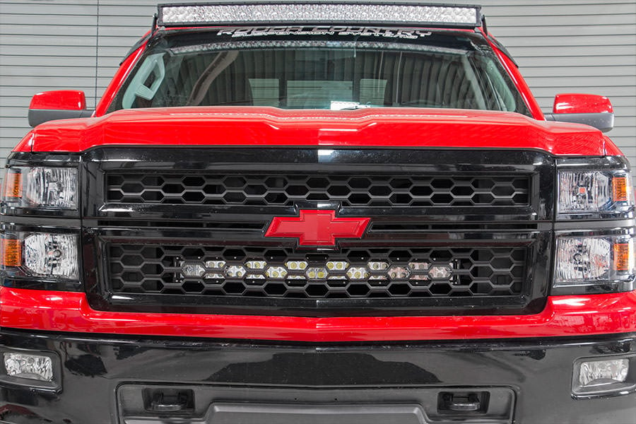 LED Light Kit | Behind Grille Mount | 30" Black Dual Row | White DRL | Chevy Silverado 1500 (14-15)